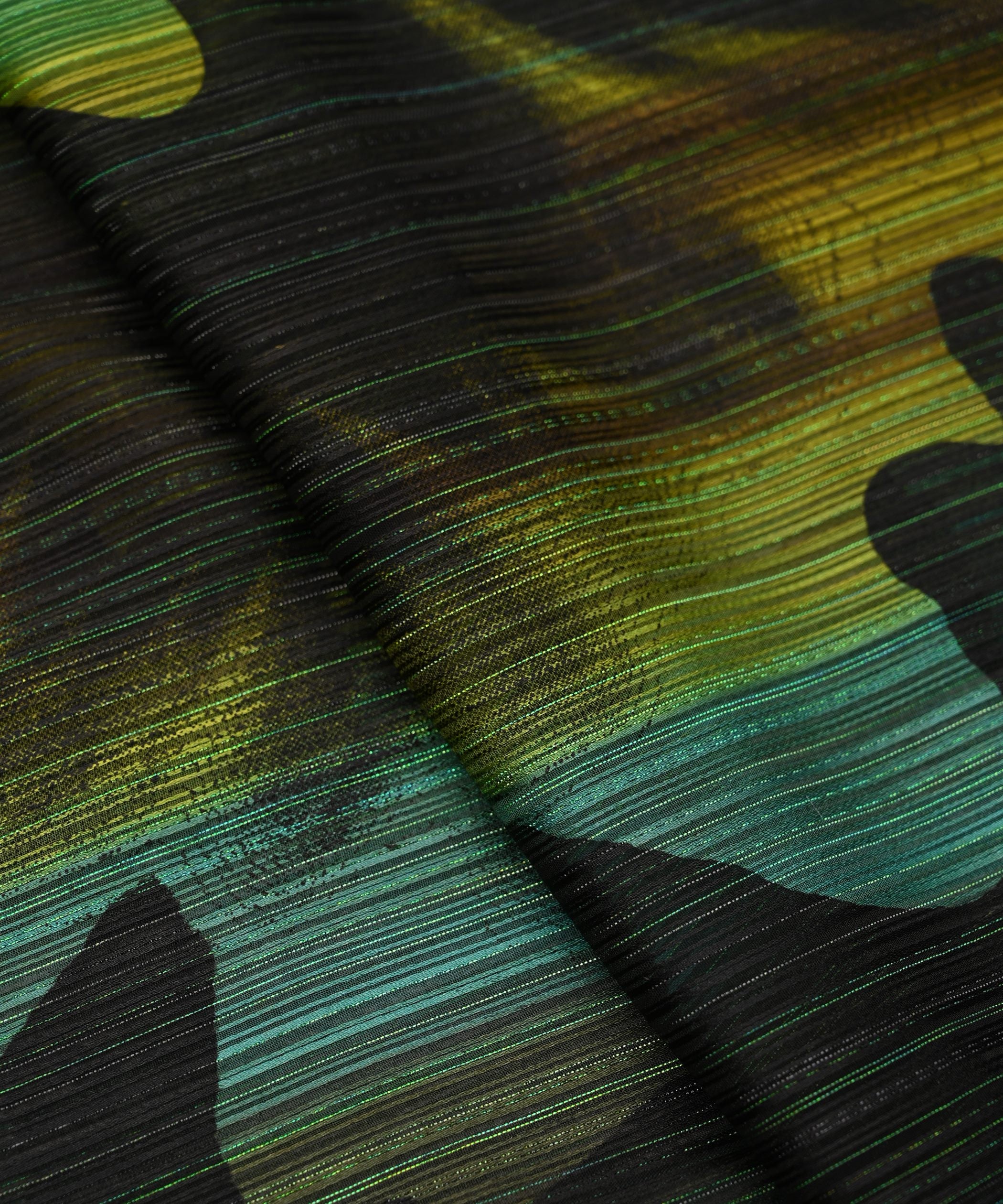 Aqua Green Georgette Fabric with Wavy Spray Print
