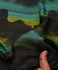 Aqua Green Georgette Fabric with Wavy Spray Print