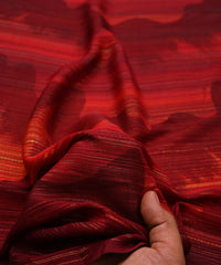 Red Georgette Fabric with Wavy Spray Print
