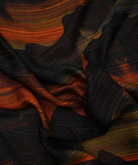 Rust Orange Georgette Fabric with Wavy Spray Print