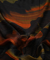 Rust Orange Georgette Fabric with Wavy Spray Print
