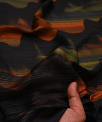 Rust Orange Georgette Fabric with Wavy Spray Print