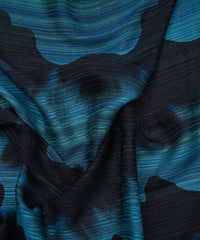 Teal Georgette Fabric with Wavy Spray Print