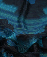 Teal Georgette Fabric with Wavy Spray Print