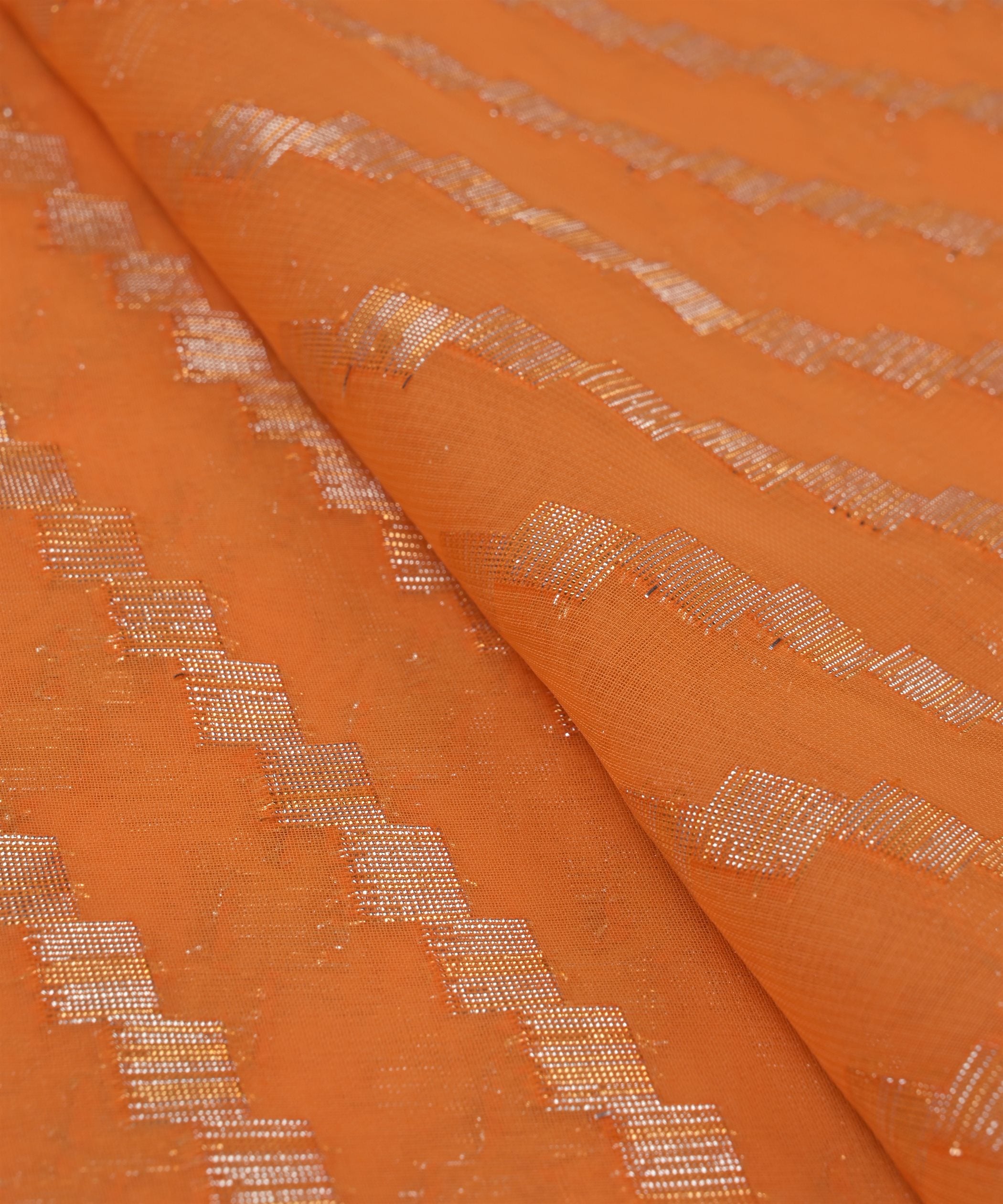 Light Orange Georgette fabric with Zari-1
