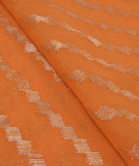 Light Orange Georgette fabric with Zari-1