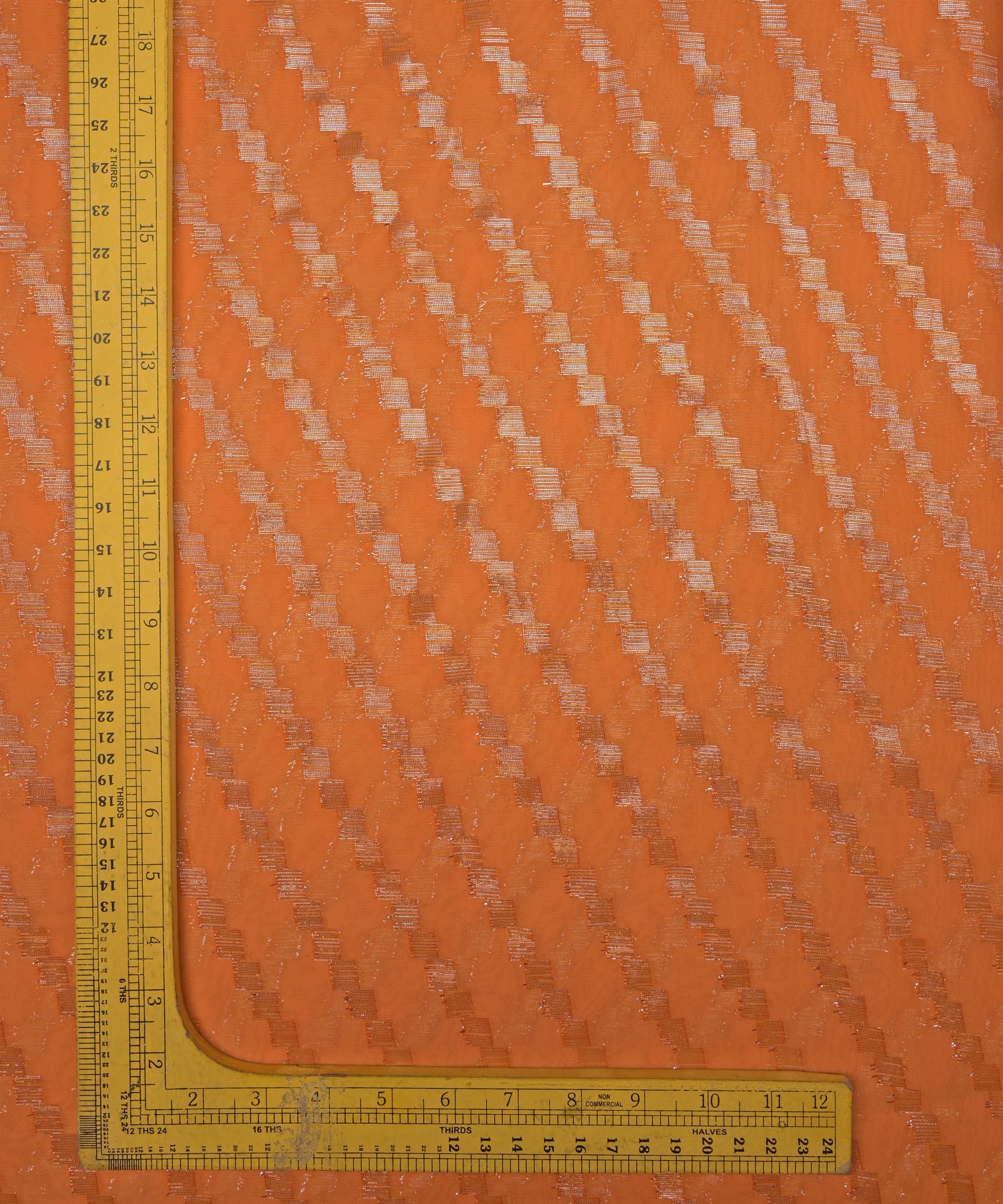 Light Orange Georgette fabric with Zari-1