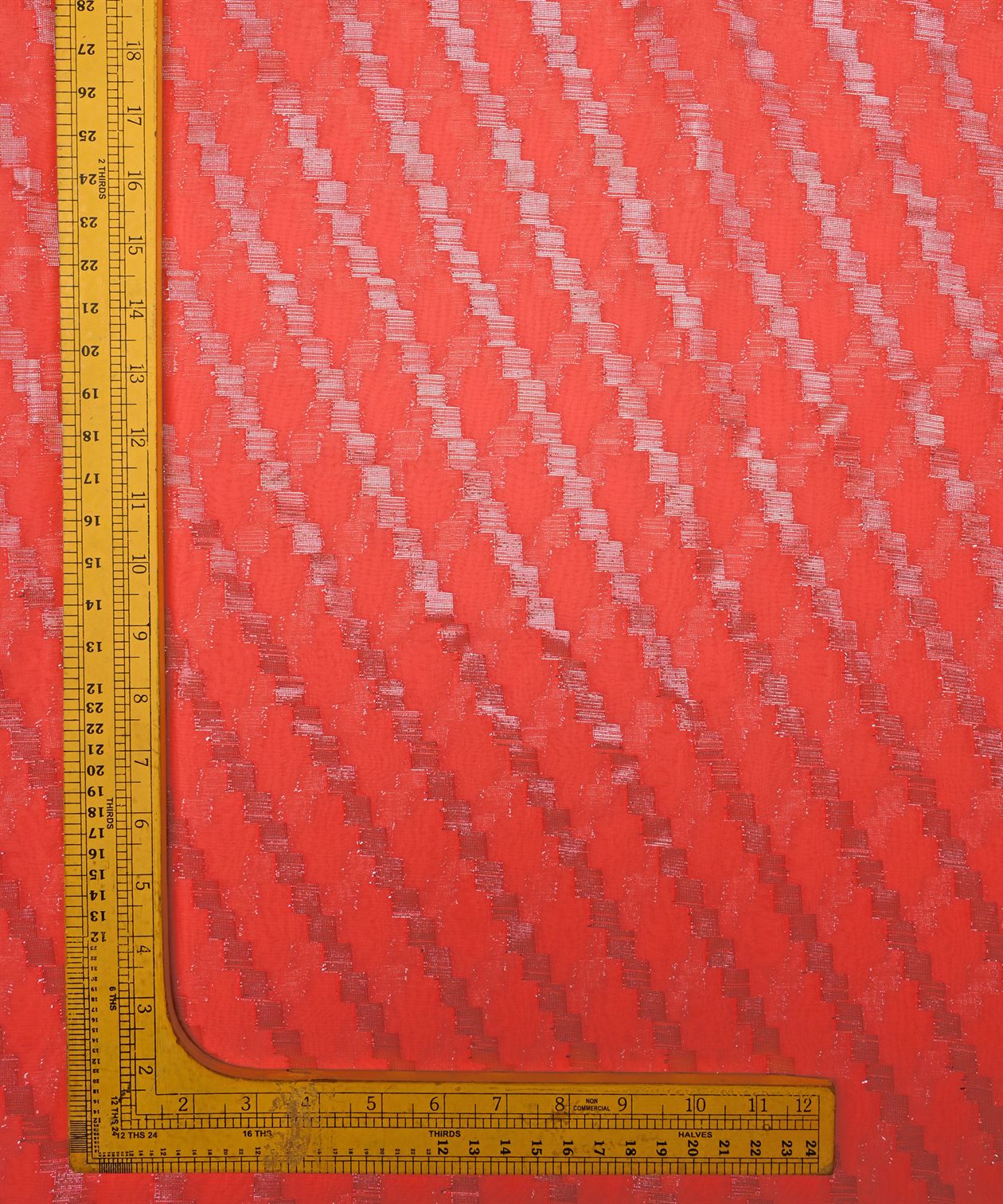 Peach Georgette fabric with Zari-1