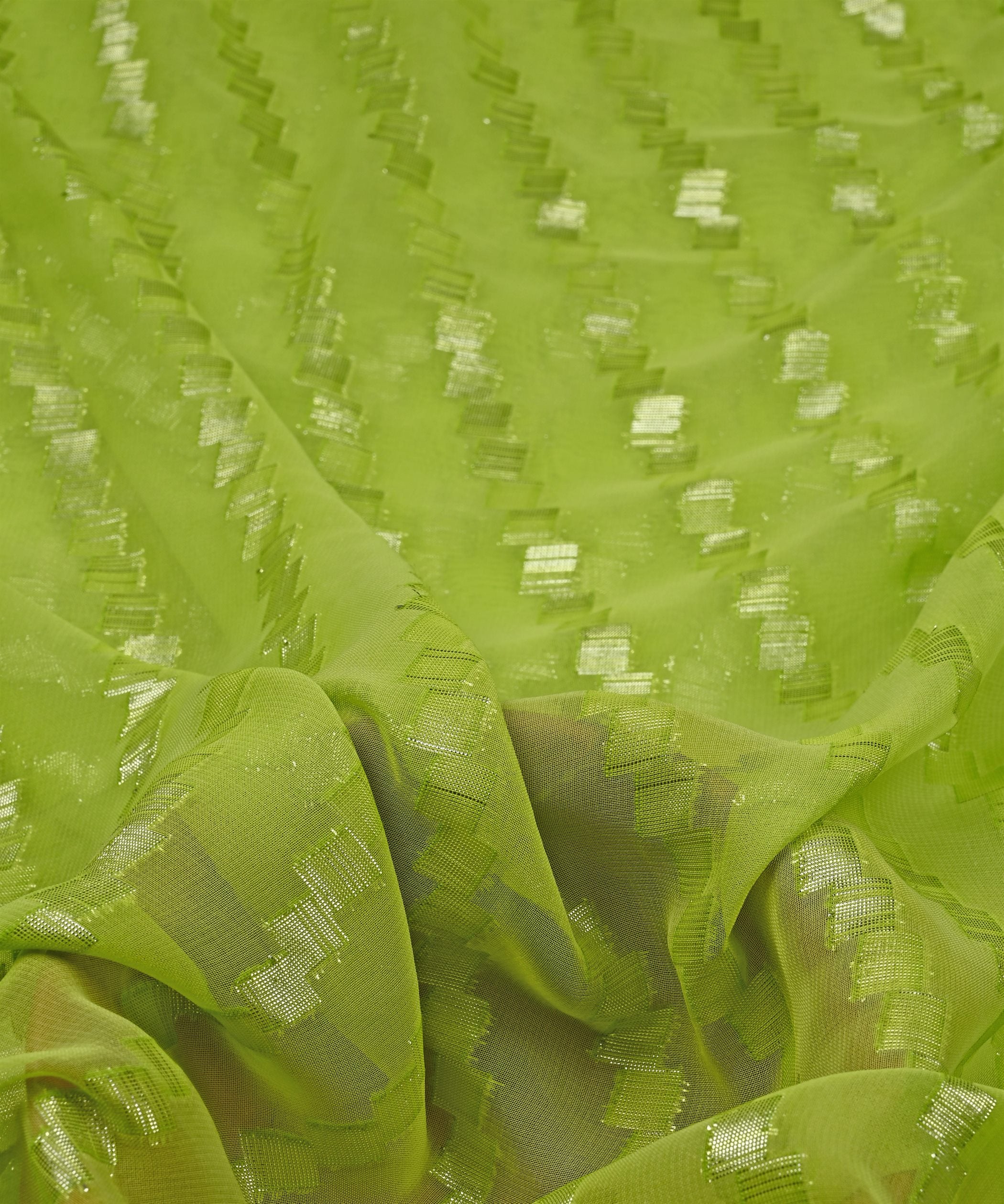 Pista Green Georgette fabric with Zari-1