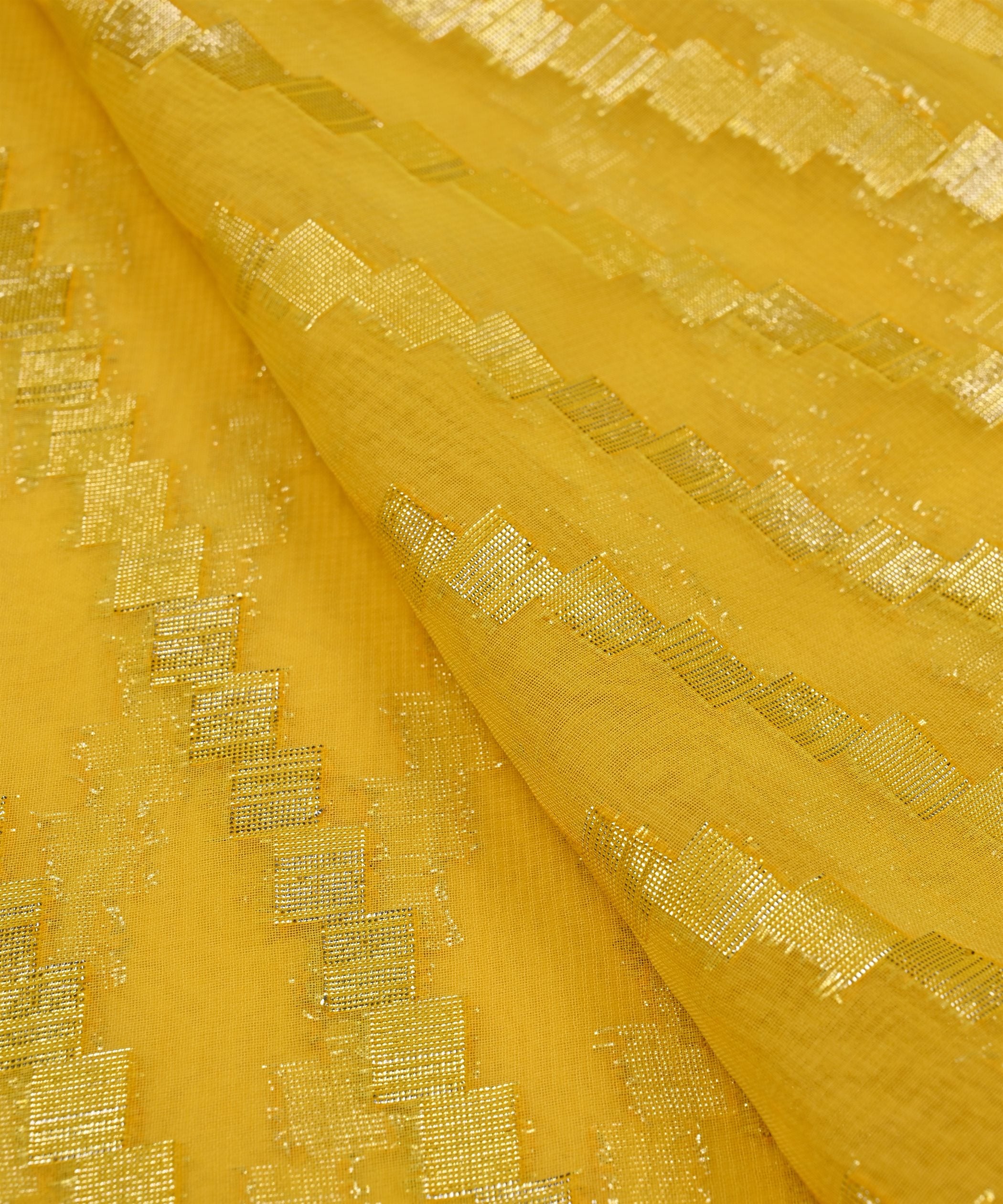 Yellow Georgette fabric with Zari-1