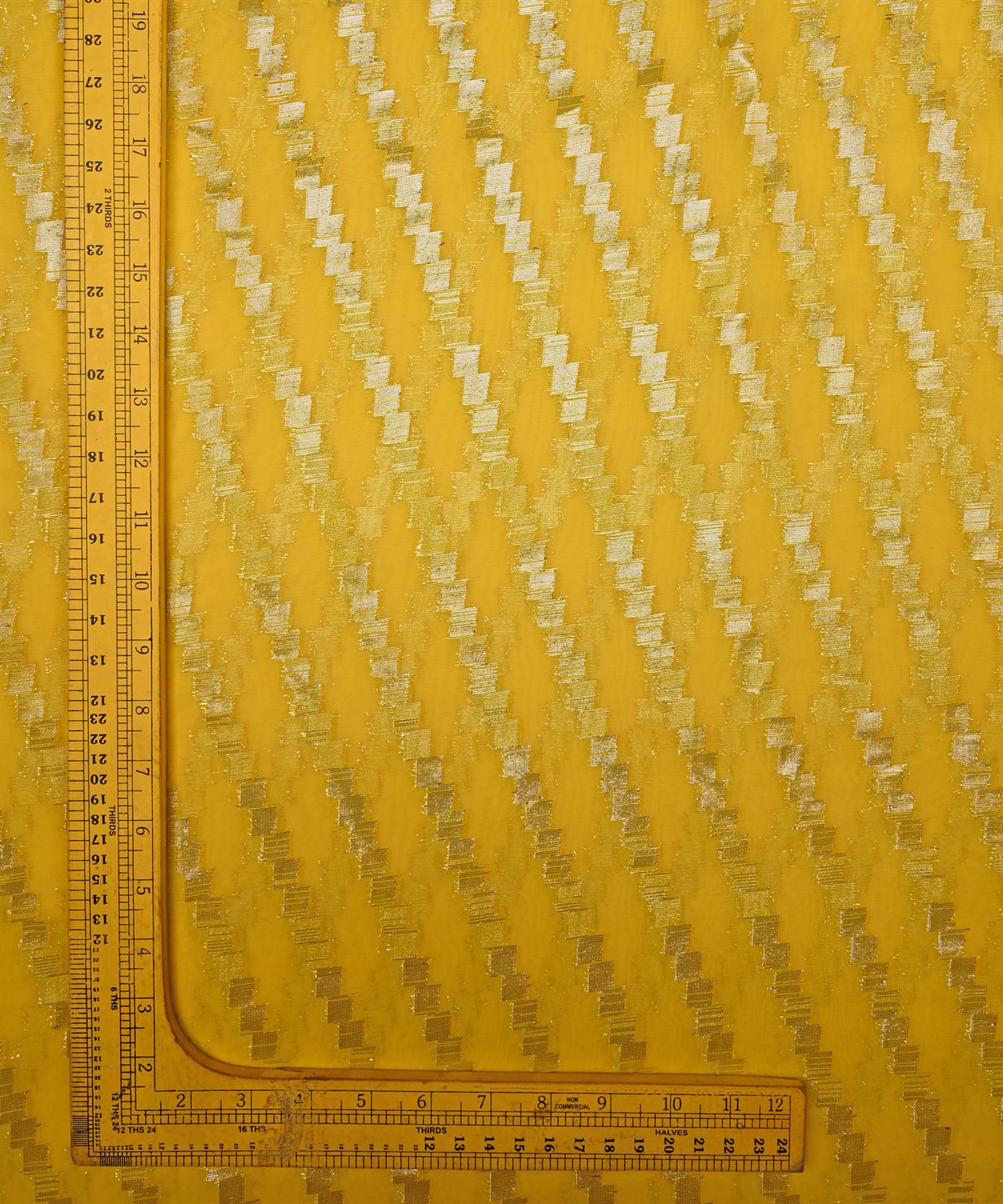 Yellow Georgette fabric with Zari-1