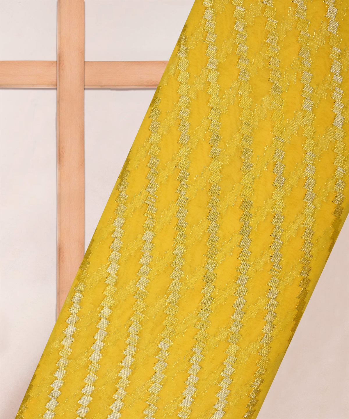 Yellow Georgette fabric with Zari-1