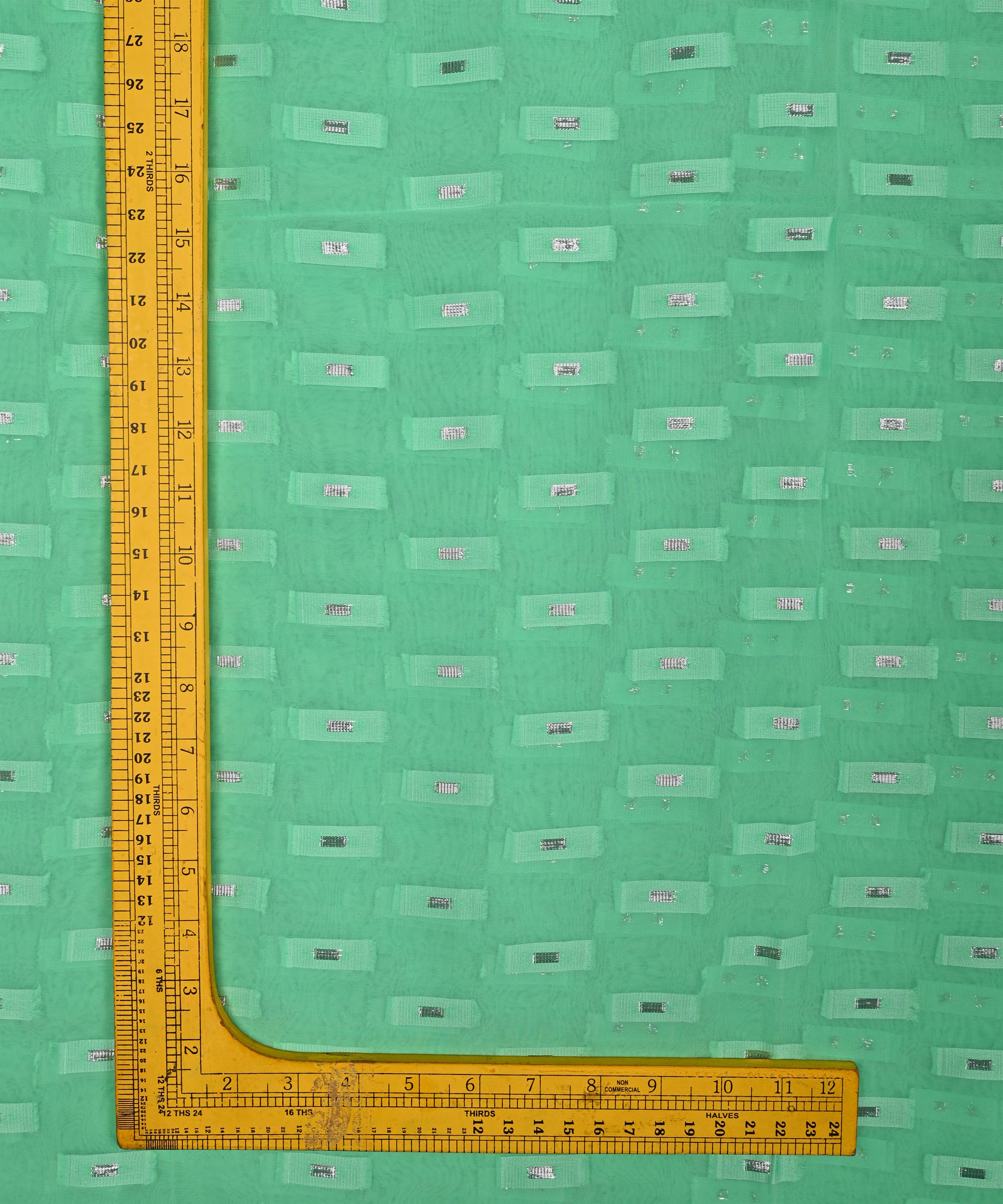 Aquamarine Green Georgette fabric with Zari-2