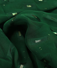 Dark Green Georgette fabric with Zari-2