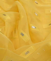 Lime Yellow Georgette fabric with Zari-2