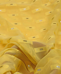 Lime Yellow Georgette fabric with Zari-2