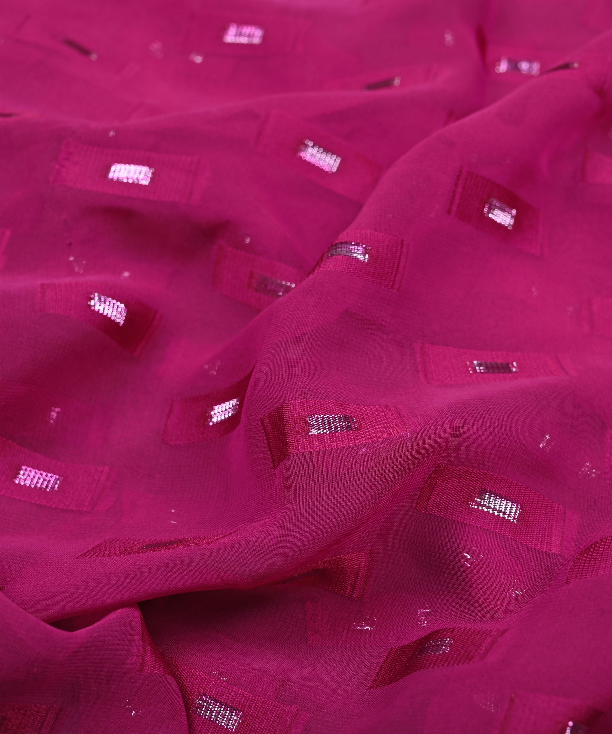 Magenta Georgette fabric with Zari-2