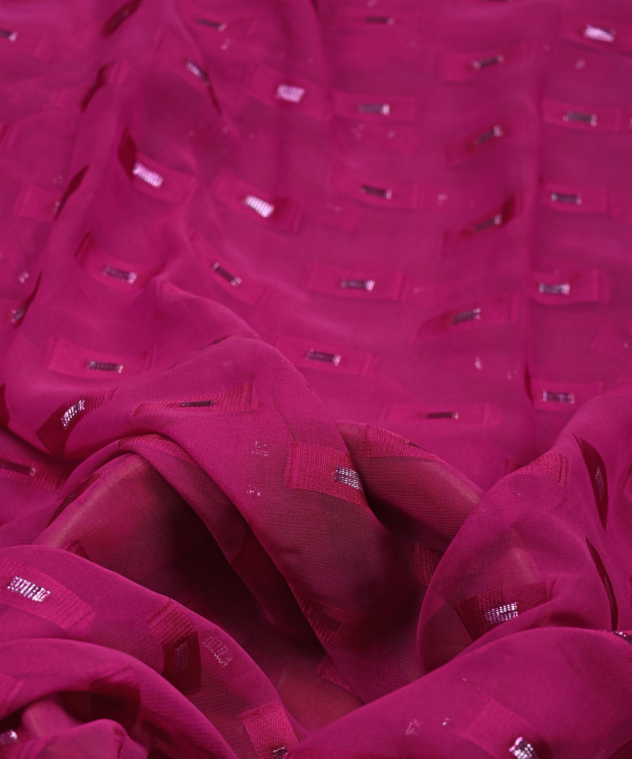 Magenta Georgette fabric with Zari-2