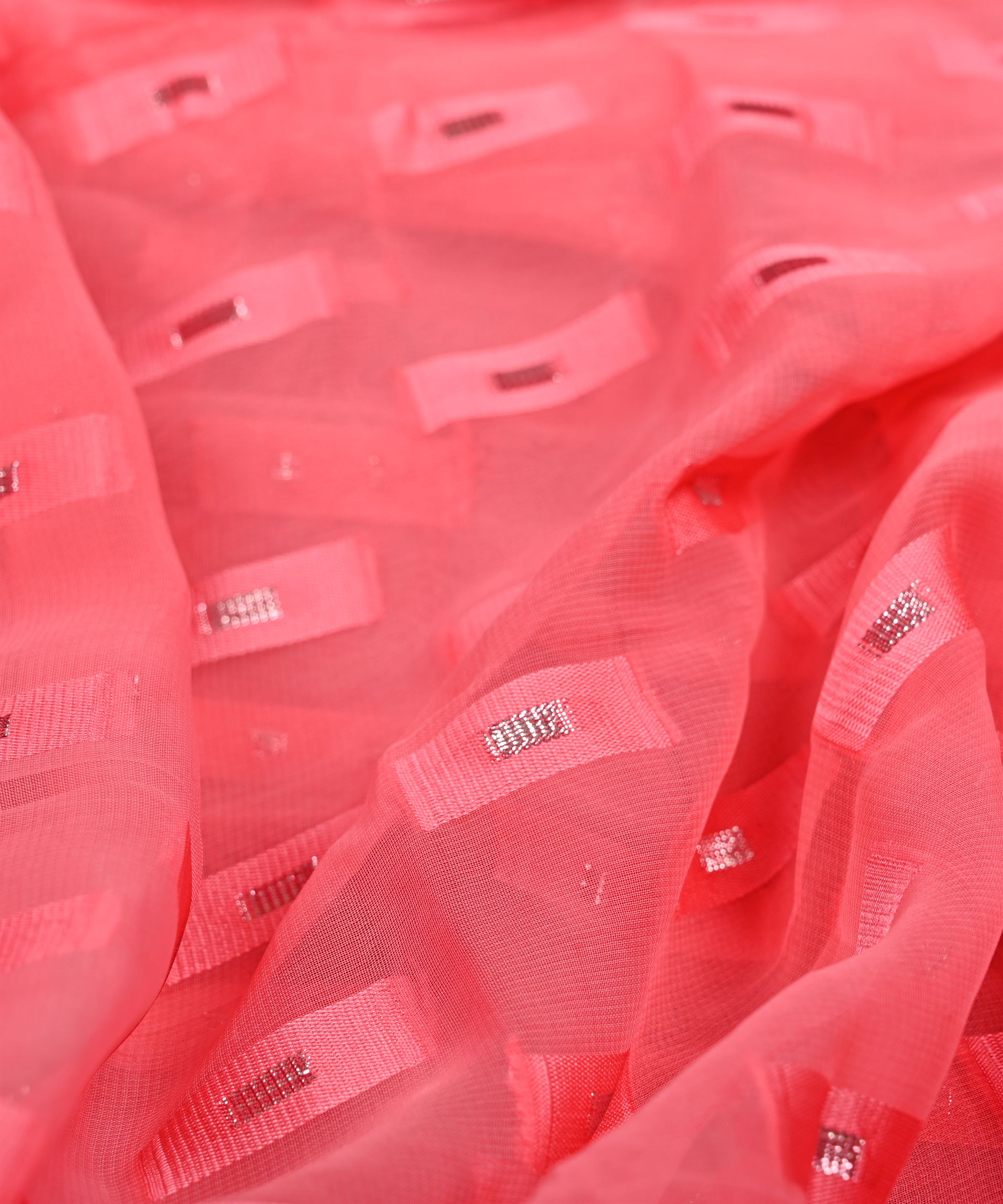 Pink Georgette fabric with Zari-2