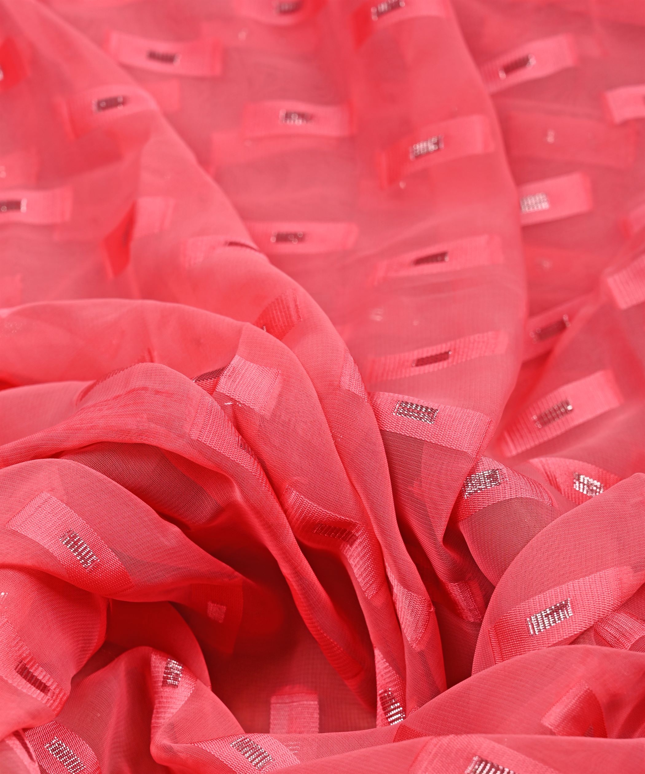 Pink Georgette fabric with Zari-2