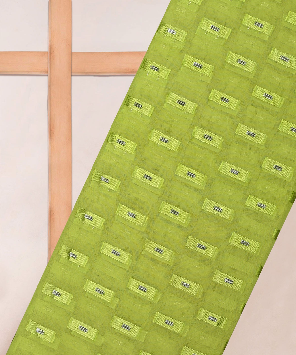 Pista Green Georgette fabric with Zari-2