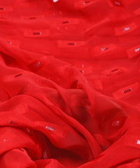 Red Georgette fabric with Zari-2