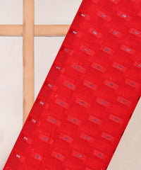 Red Georgette fabric with Zari-2