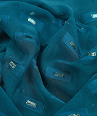 Teal Georgette fabric with Zari-2