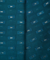 Teal Georgette fabric with Zari-2