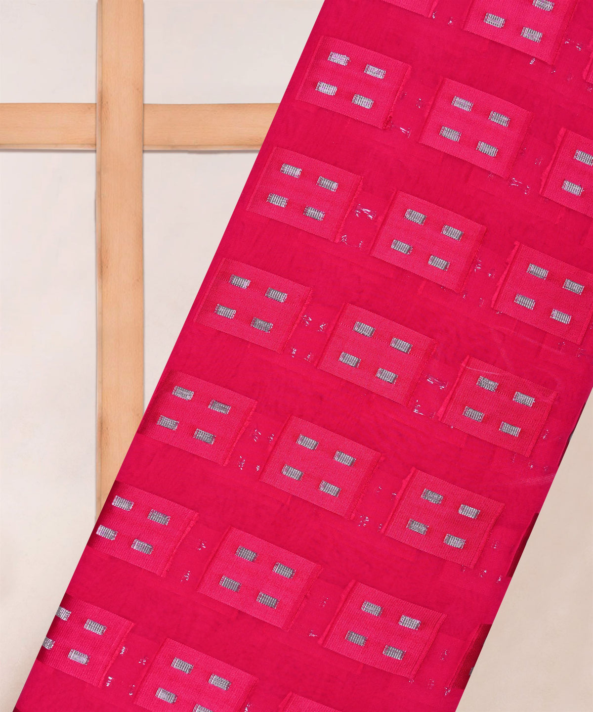 Hot Pink Georgette fabric with Zari-3