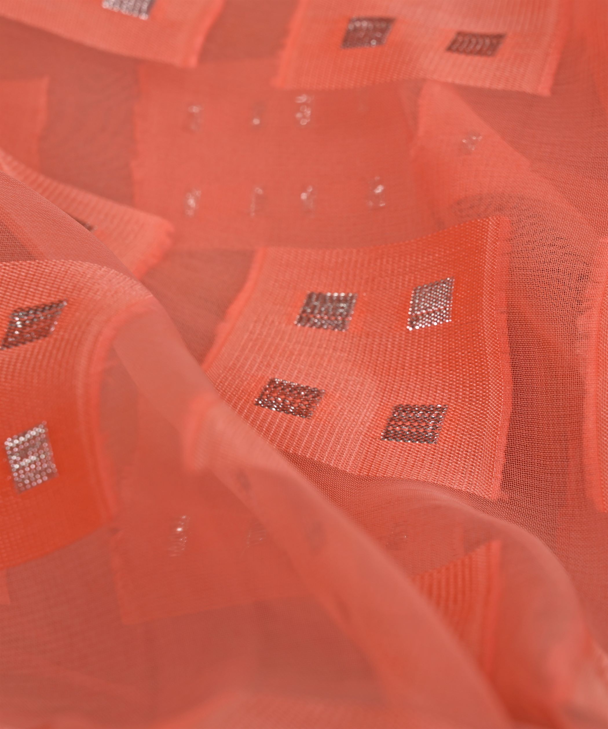 Peach Georgette fabric with Zari-3