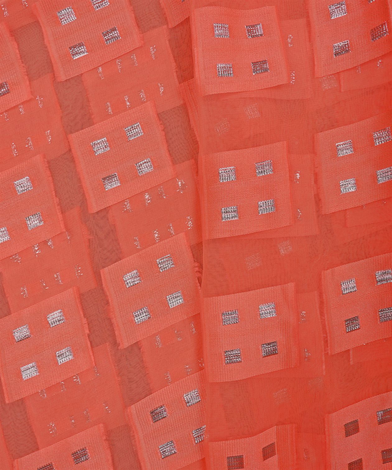 Peach Georgette fabric with Zari-3