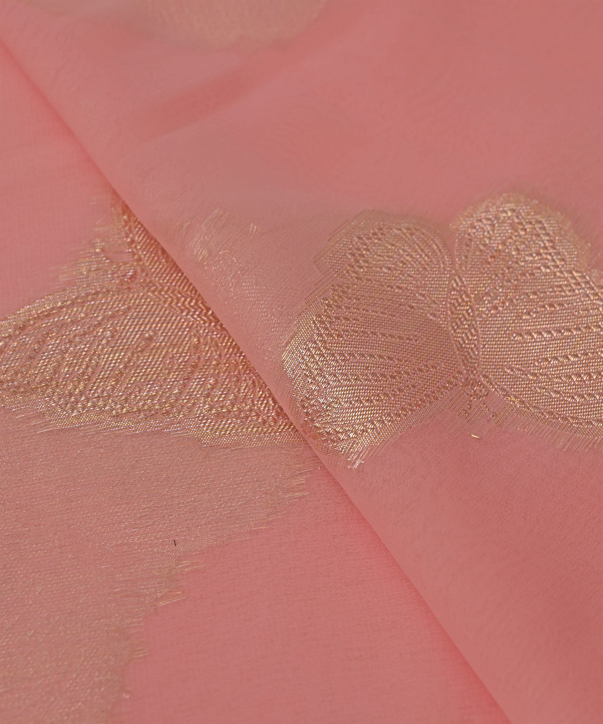 Baby Pink Georgette Fabric with Zari Butti