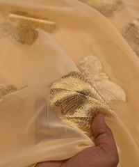 Beige Georgette Fabric with Zari Butti