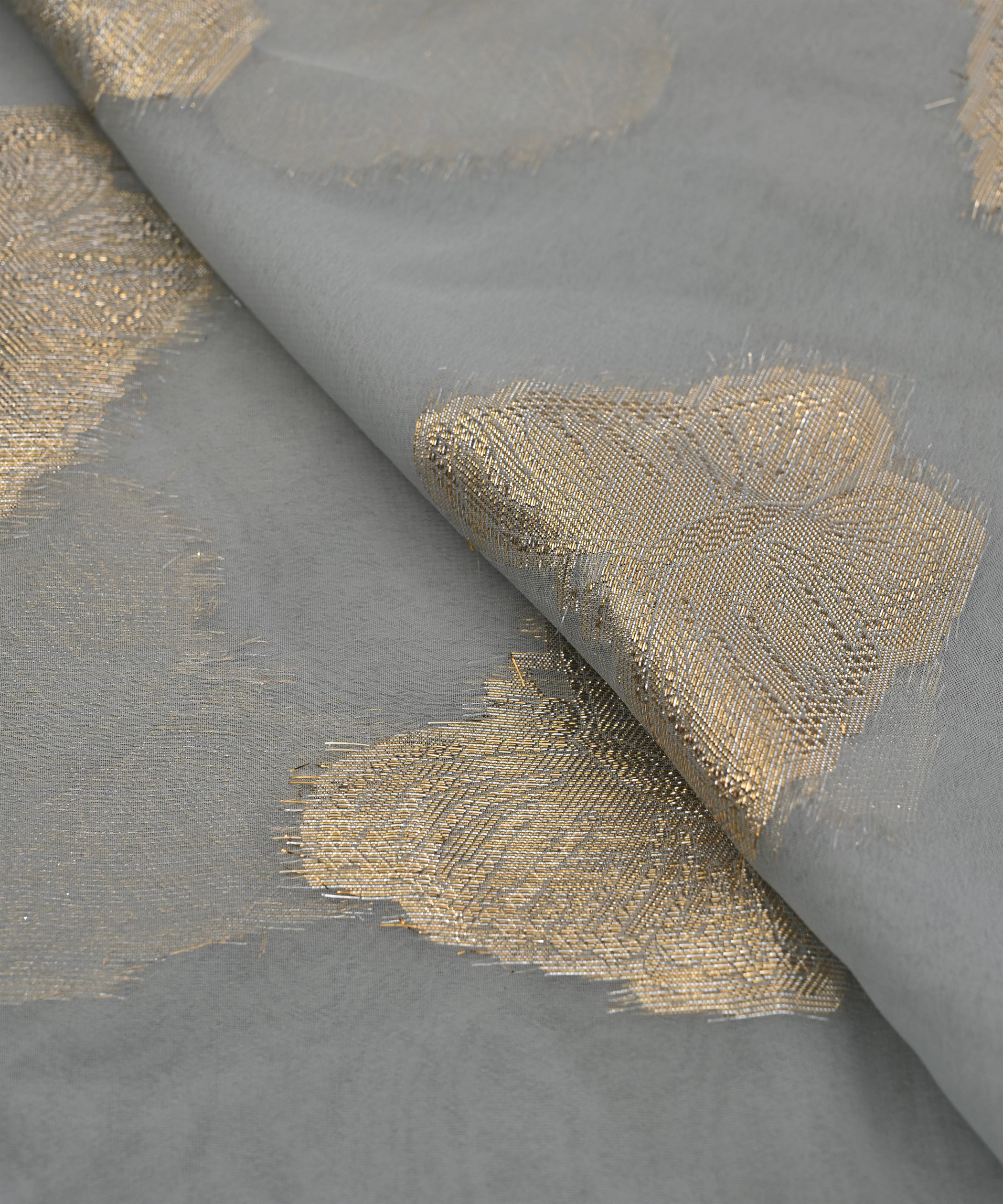 Grey Georgette Fabric with Zari Butti