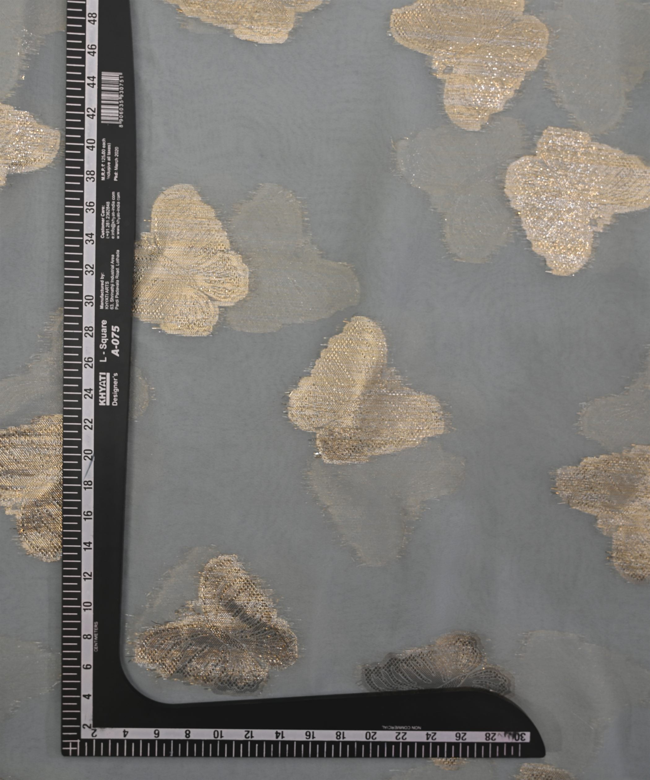 Grey Georgette Fabric with Zari Butti