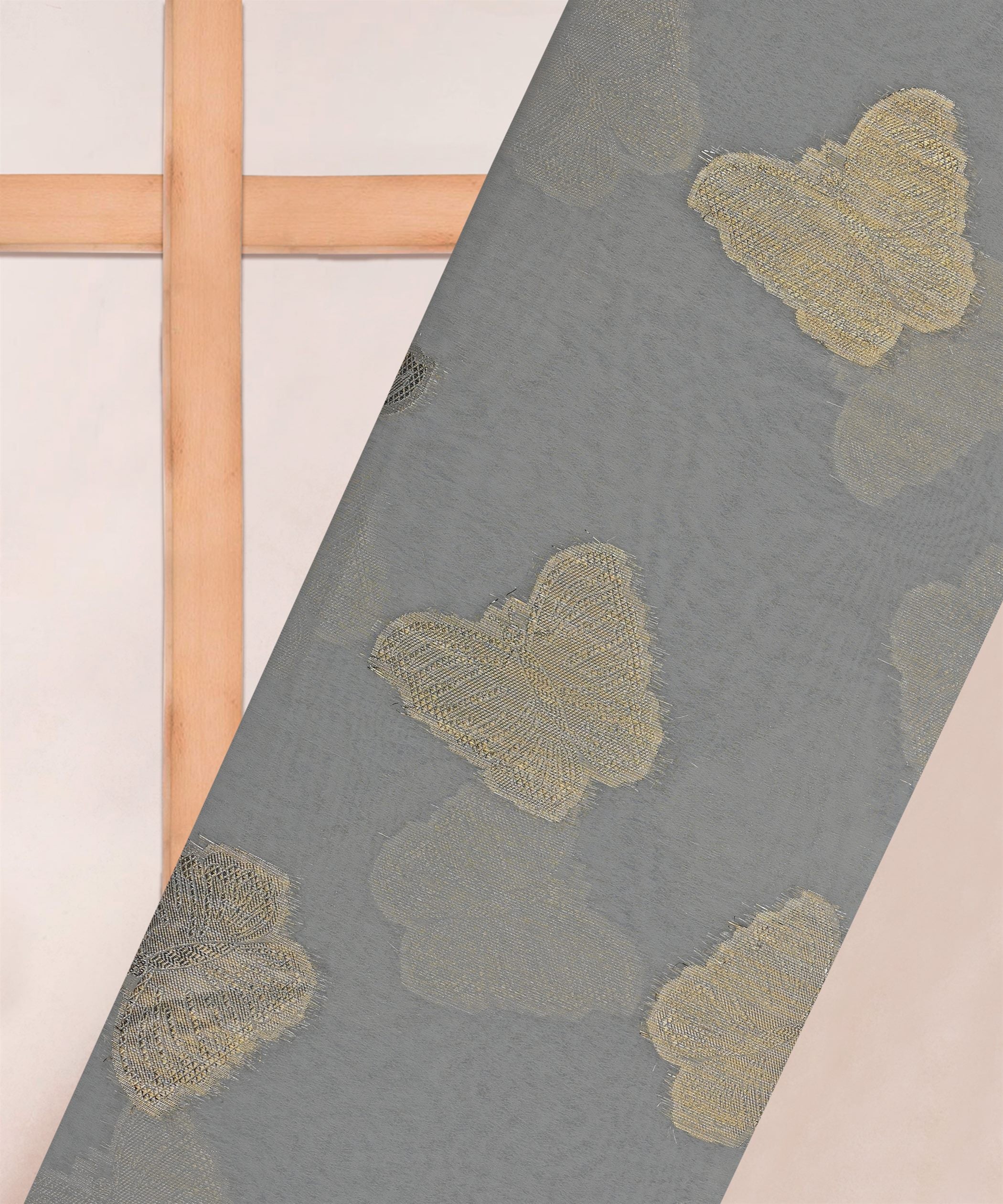Grey Georgette Fabric with Zari Butti