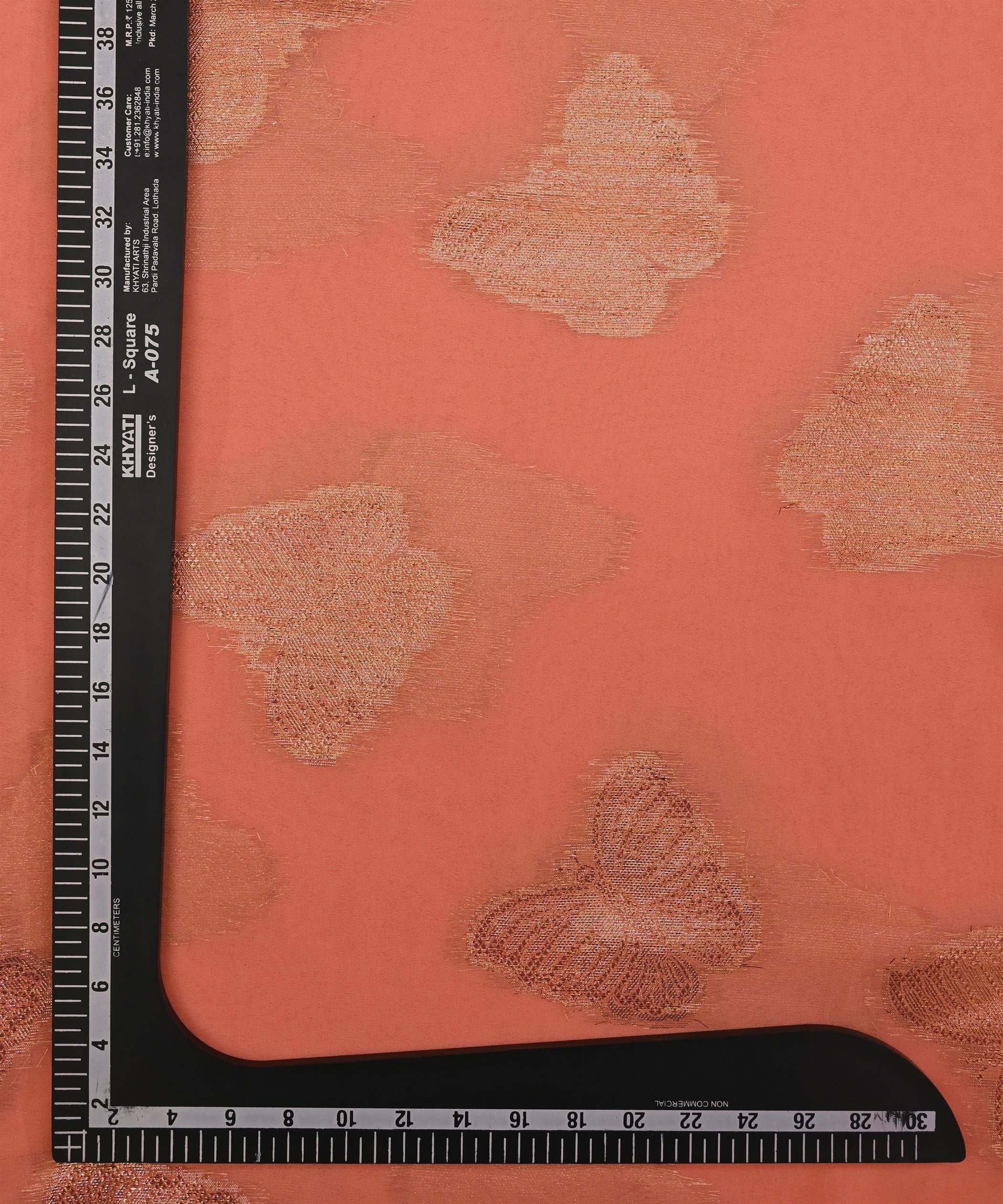 Light Coral Georgette Fabric with Zari Butti