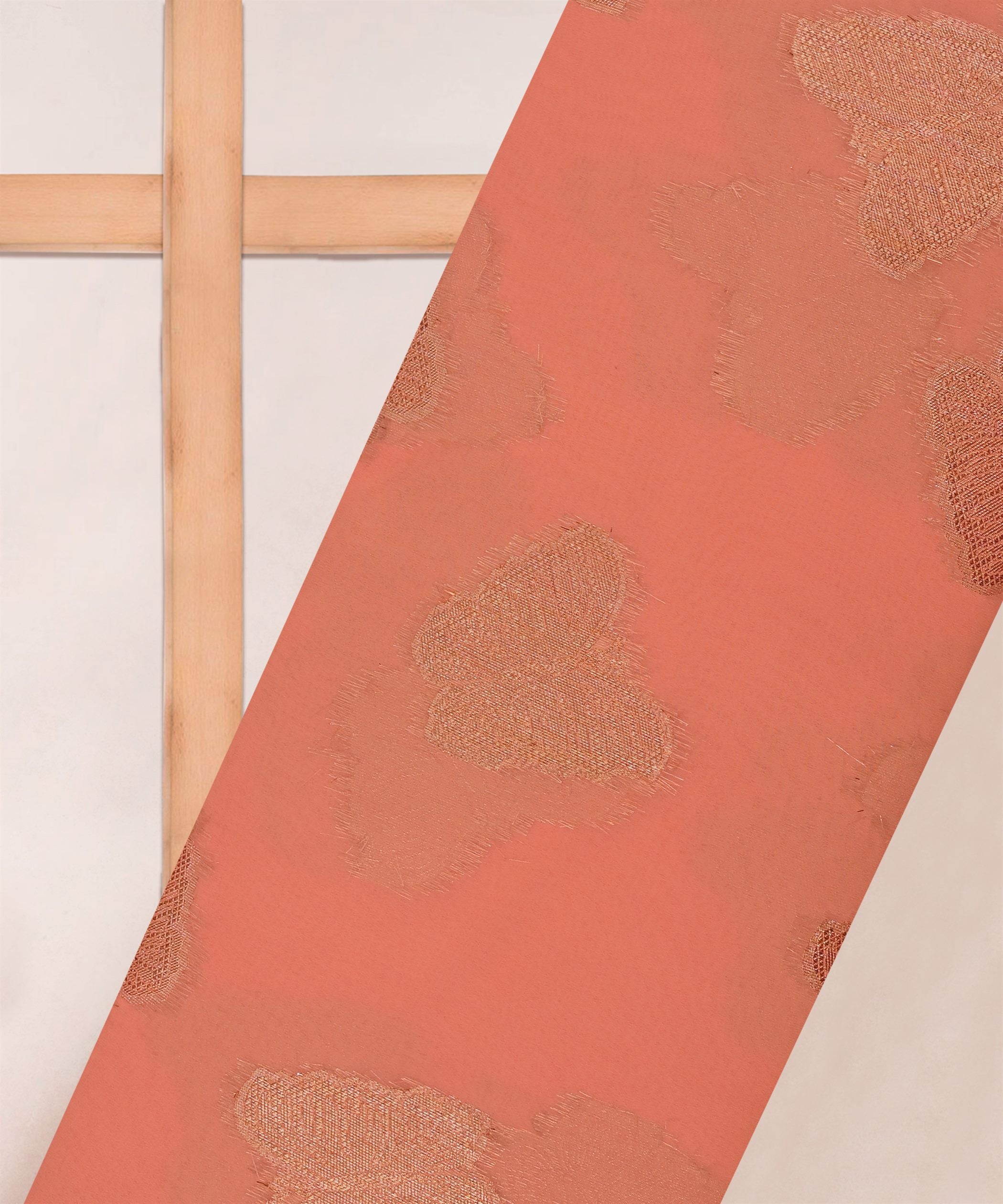 Light Coral Georgette Fabric with Zari Butti