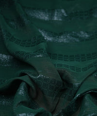 Dark Green Georgette Fabric with Zari Checks Lining