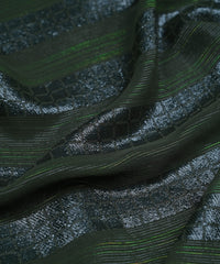 Olive Green Georgette Fabric with Zari Checks Lining