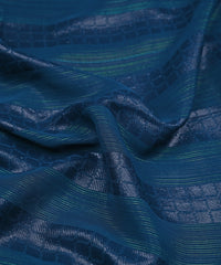 Teal Georgette Fabric with Zari Checks Lining