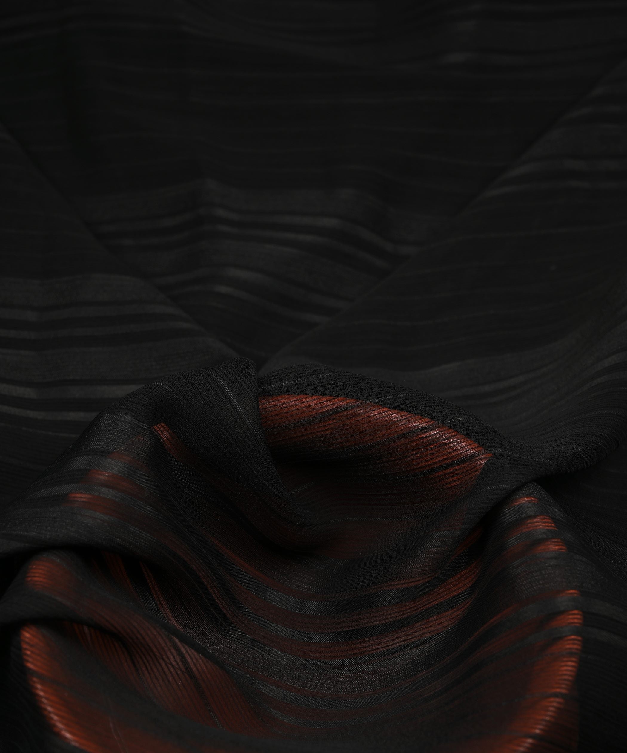 Black Georgette Fabric with Zari Patta