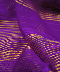 Purple Georgette Fabric with Zari Patta