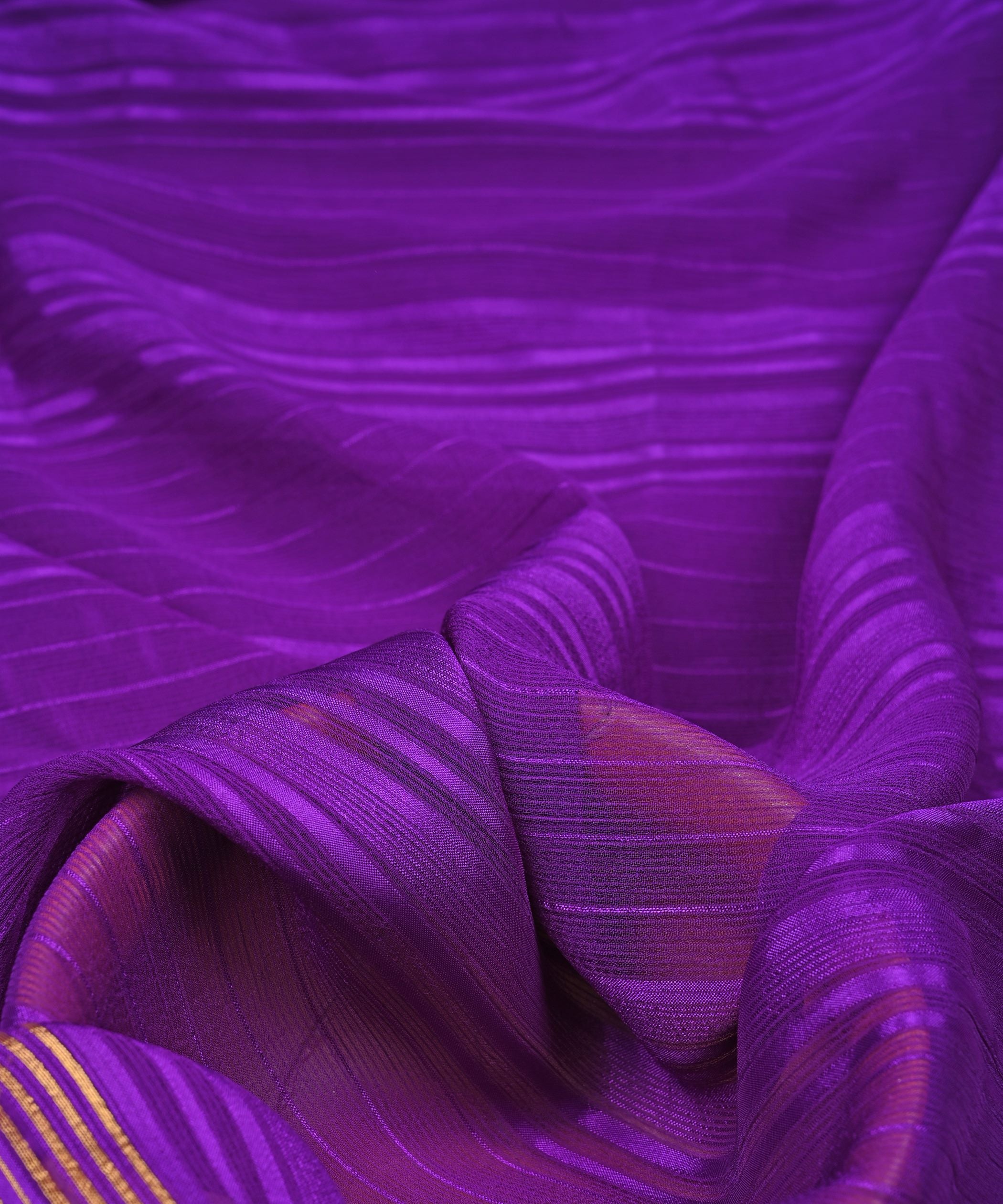 Purple Georgette Fabric with Zari Patta