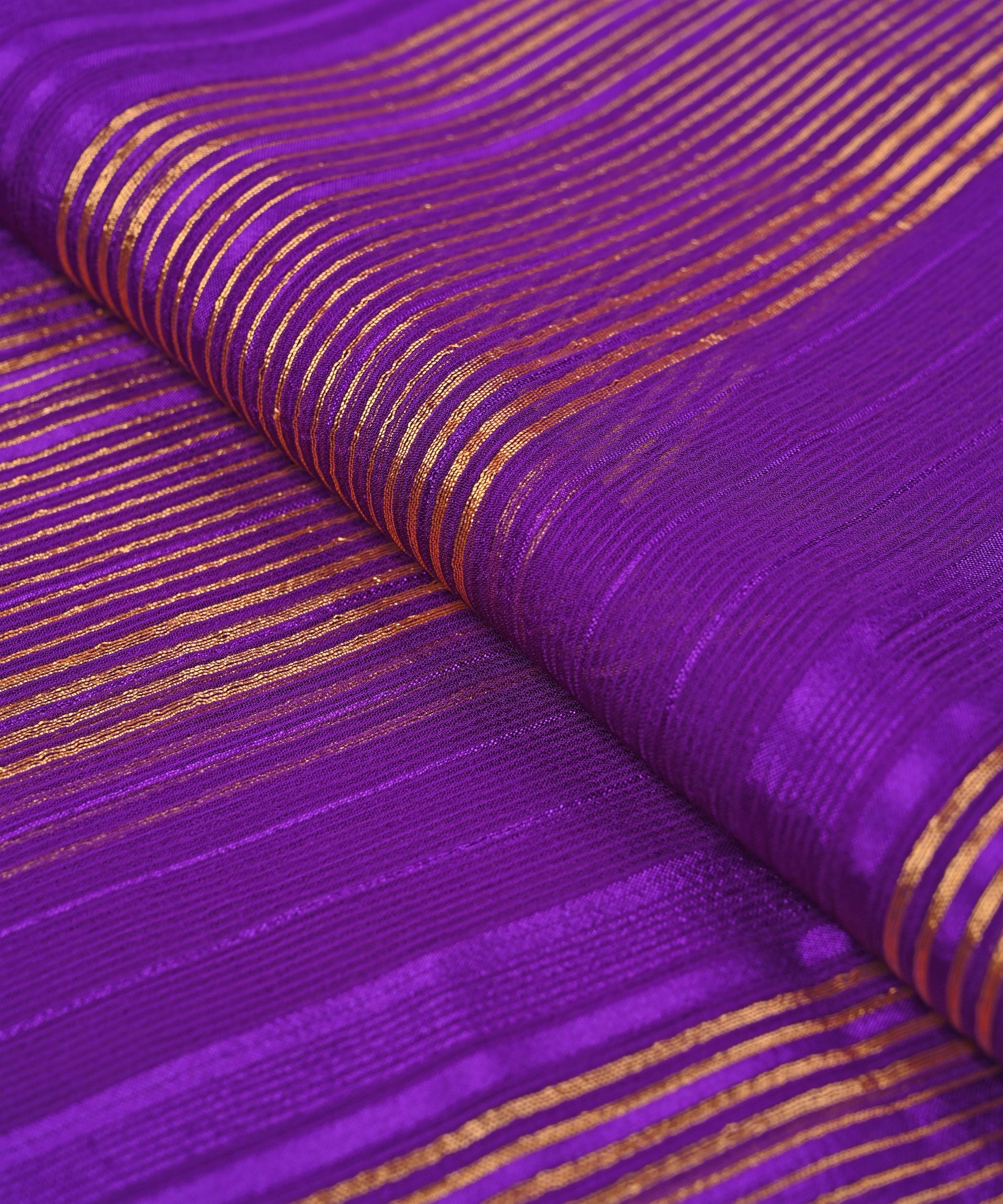 Purple Georgette Fabric with Zari Patta