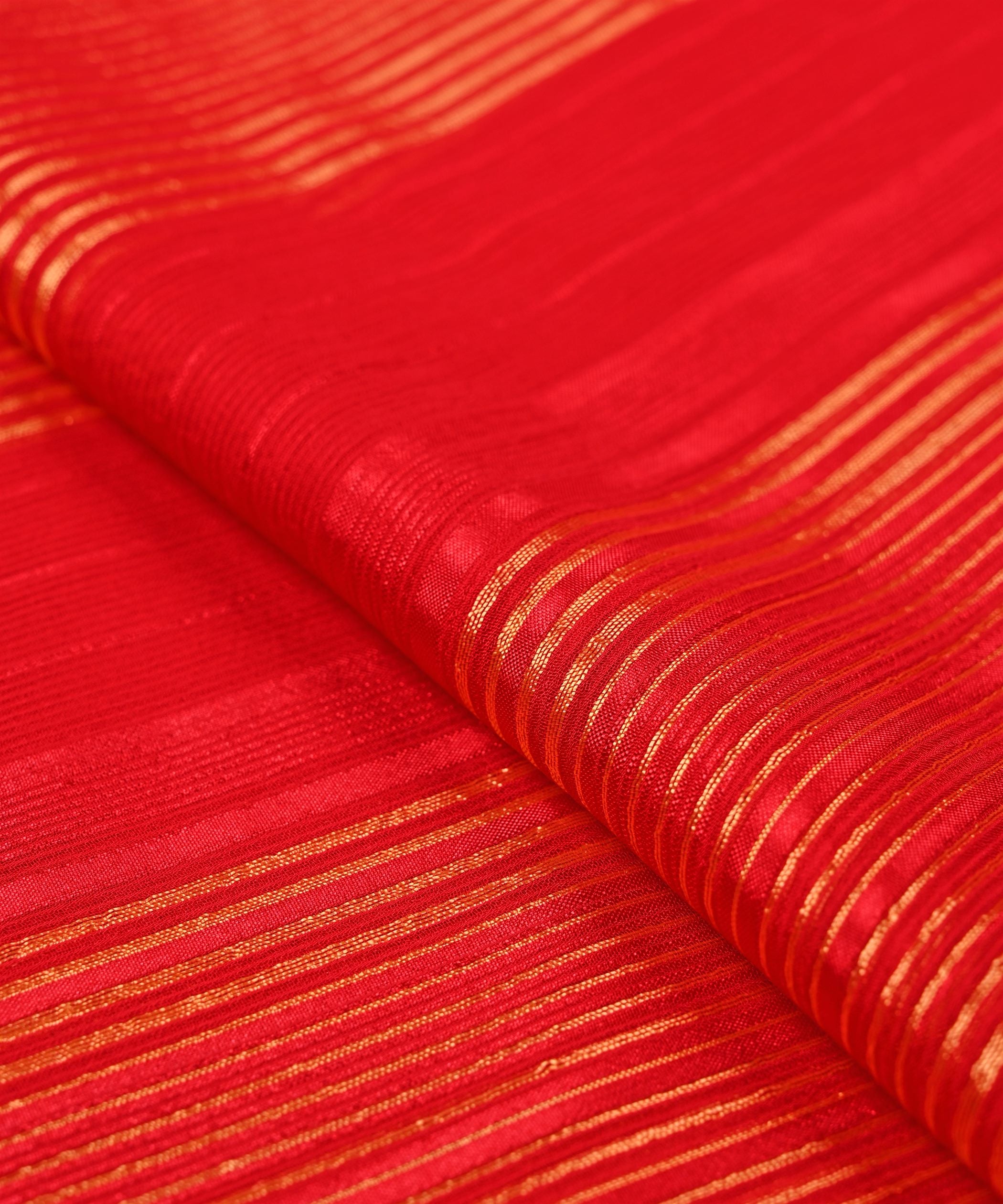 Red Georgette Fabric with Zari Patta