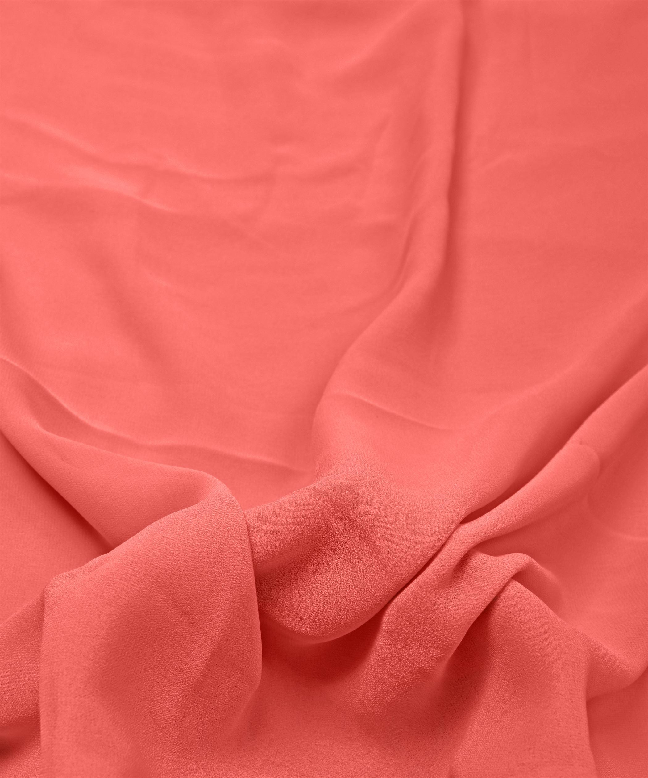 Coral Pink Plain Dyed Georgette (60 Grams) Fabric