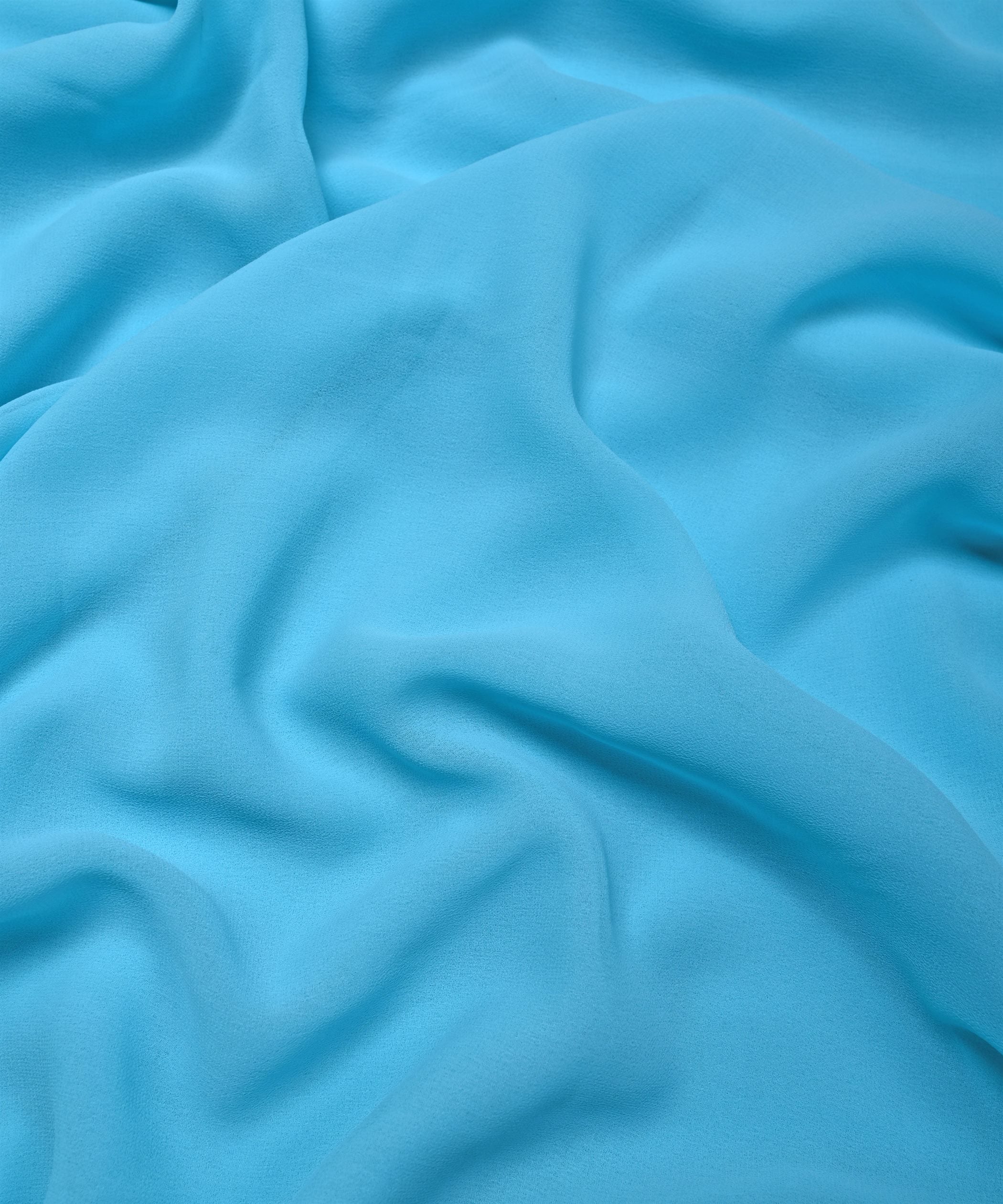 Light Sky Blue Plain Dyed Georgette (60 Grams) Fabric