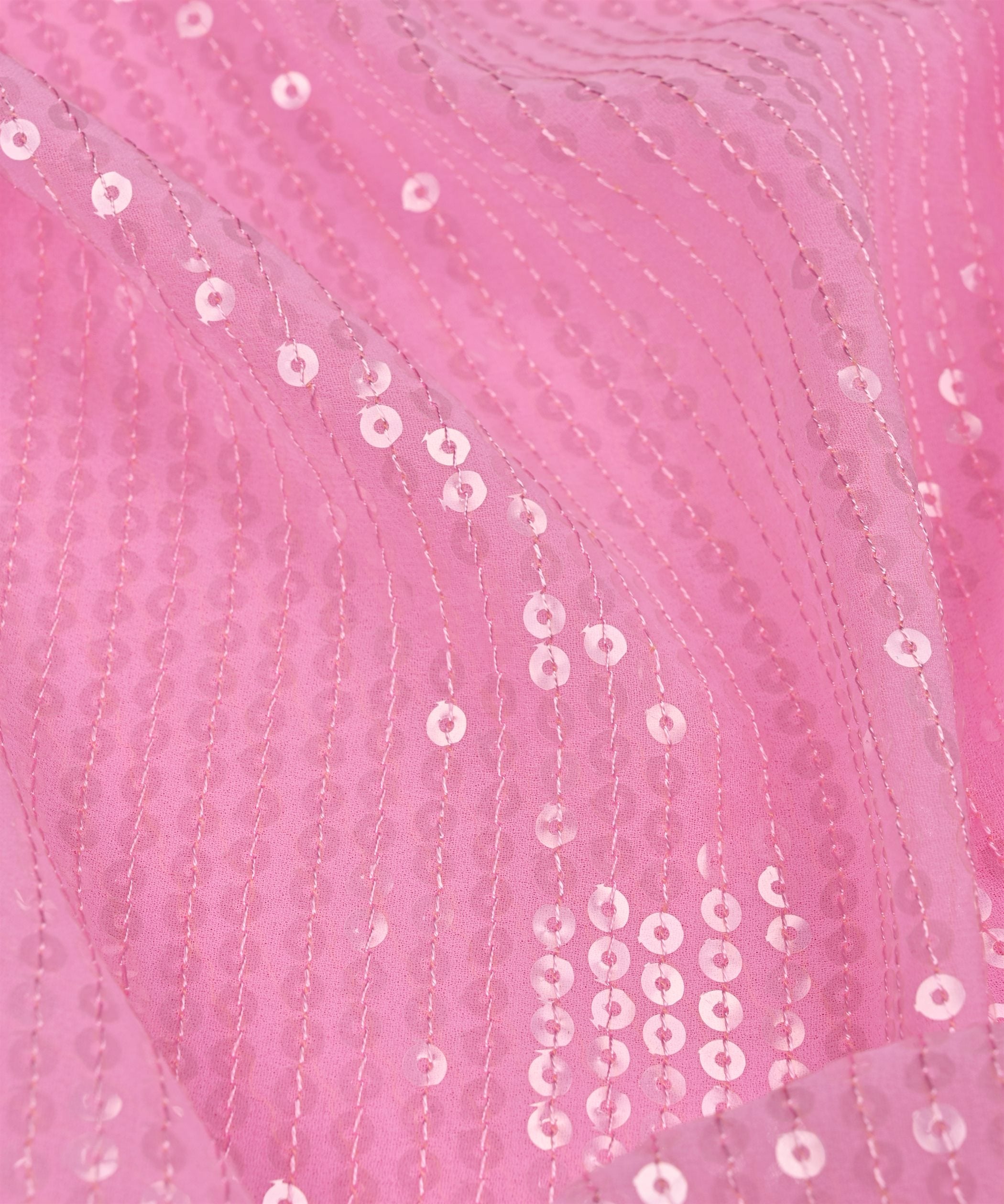 Baby pink color all over Premium water Sequins Georgette Fabric